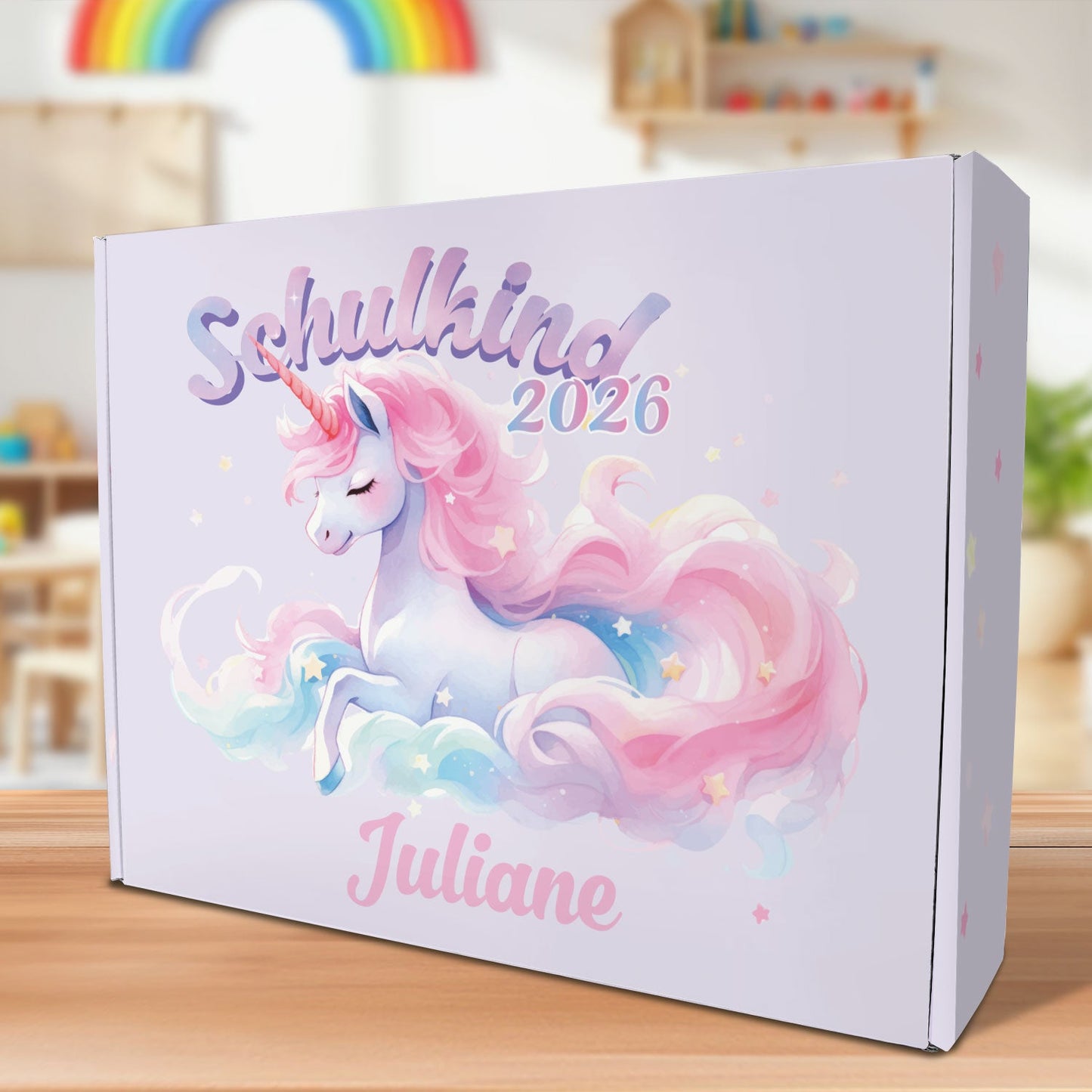 Personalisierte Geschenkbox - Schulkind Magisches Einhorn - Einschulung