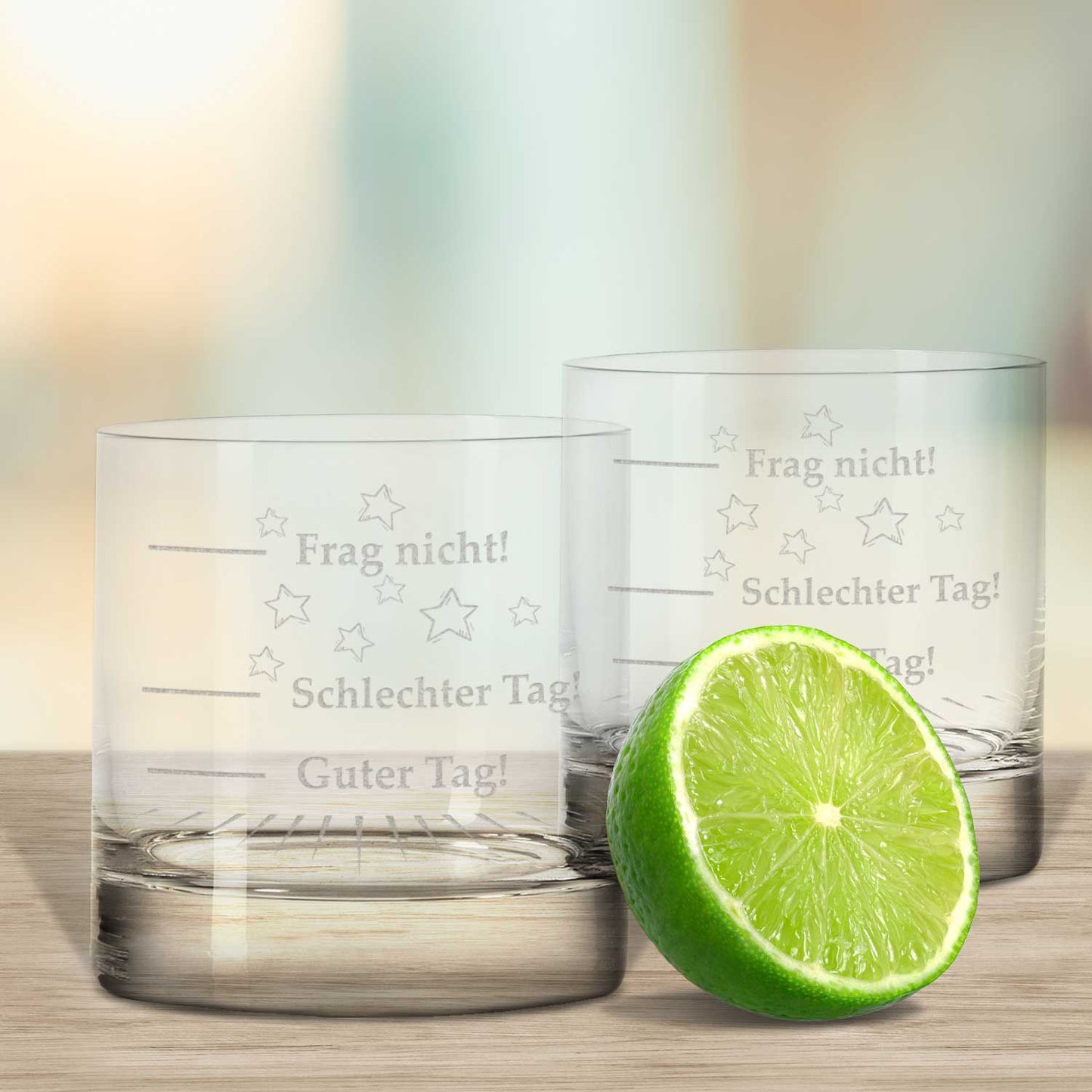 2er Set Montana GIN-Gläser "Guter Tag, Schlechter Tag, Frag nicht!"