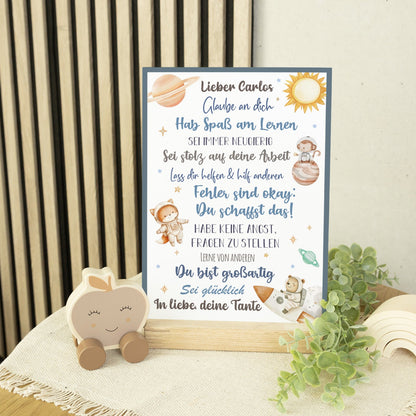Holzschild zur Einschulung - Weltall - Einschulungsmutmacher
