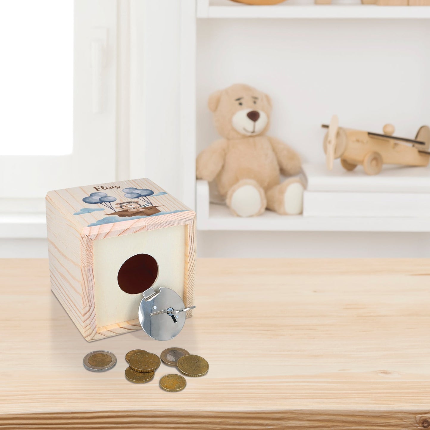 Spardose aus Holz - Bärchen
