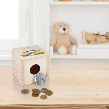Spardose aus Holz - Waldtiere