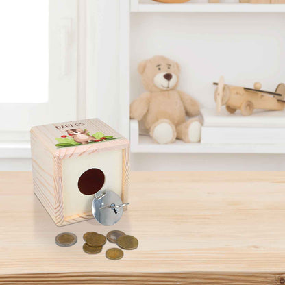 Spardose aus Holz - Waldtiere