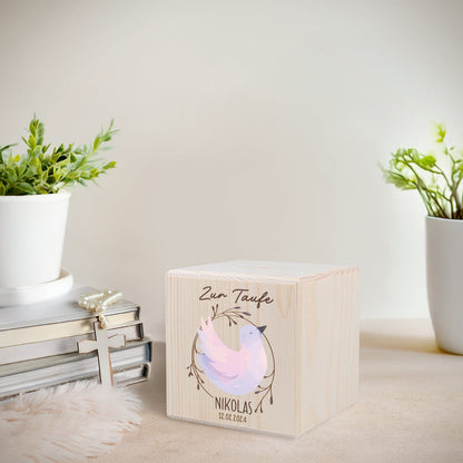 Spardose aus Holz - Taube