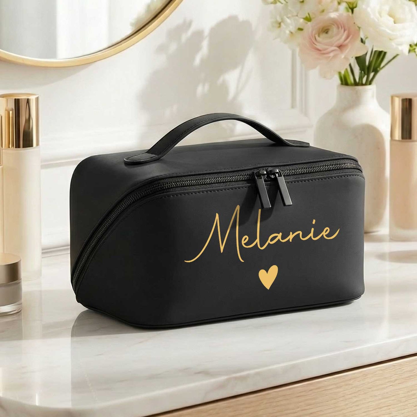 Personalisierte eckige Kosmetiktasche mit Name für Kosmetik & MakeUp