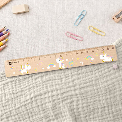 Lineal zur Einschulung im Einhörner Design für Kinder aus Holz