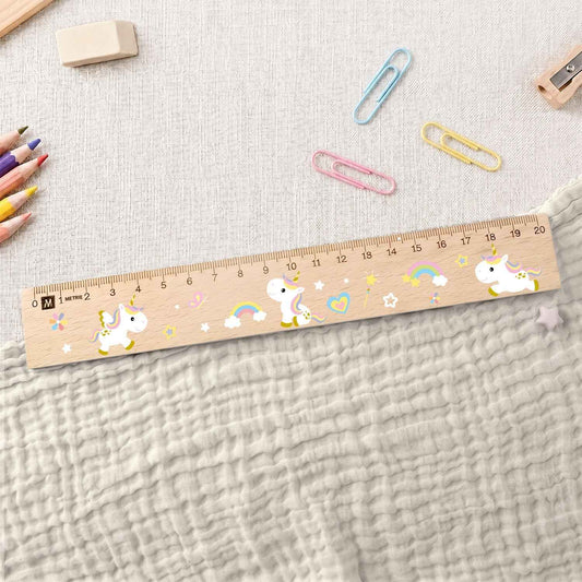 Lineal zur Einschulung im Einhörner Design für Kinder aus Holz