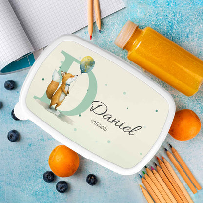 Bedruckte Lunchbox für Kinder - Initialen mit Tier
