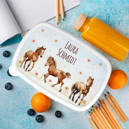 Bedruckte Lunchbox für Kinder - Pferde