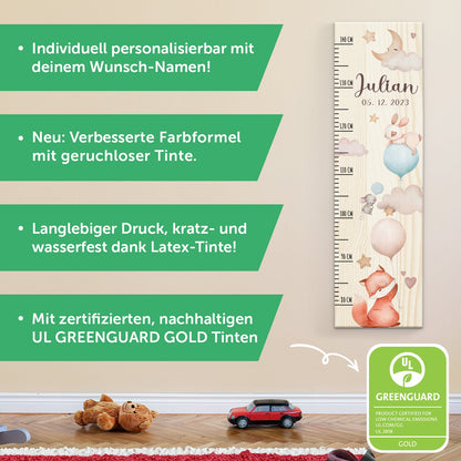 Messlatte mit Namen für Kinder im Ballon Design