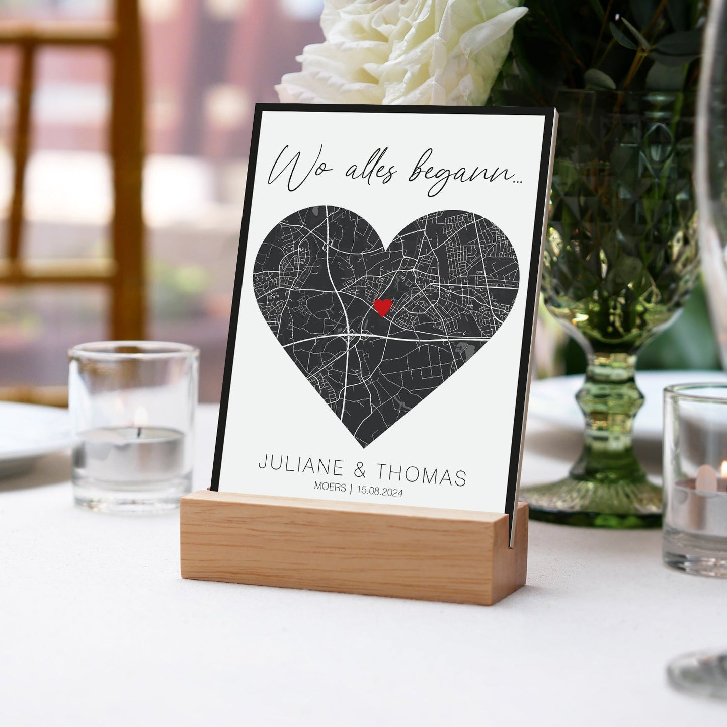 Holzschild "Wo alles begann" - Personalisiertes Geschenk mit Wunschkoordinaten