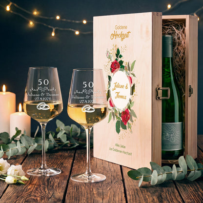 Leonardo Weingläser mir Gravur "zur Goldenen Hochzeit" als Set