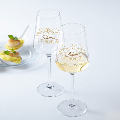 Leonardo Puccini Weißweingläser "Vintage Weinranke" mit Namen im Set