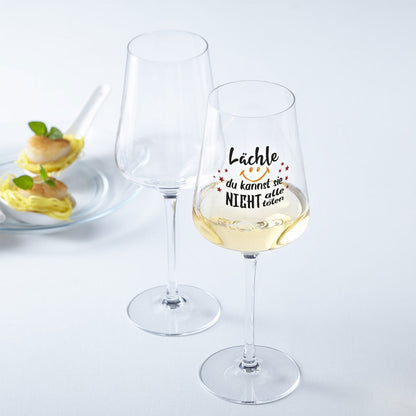 Leonardo Weinglas mit UV-Druck "Lächle du kannst nicht alle töten"