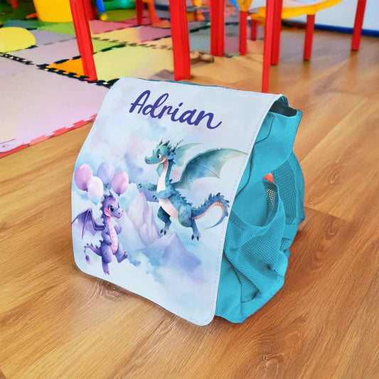 Bedruckter Rucksack für Kinder - Drache mit Name