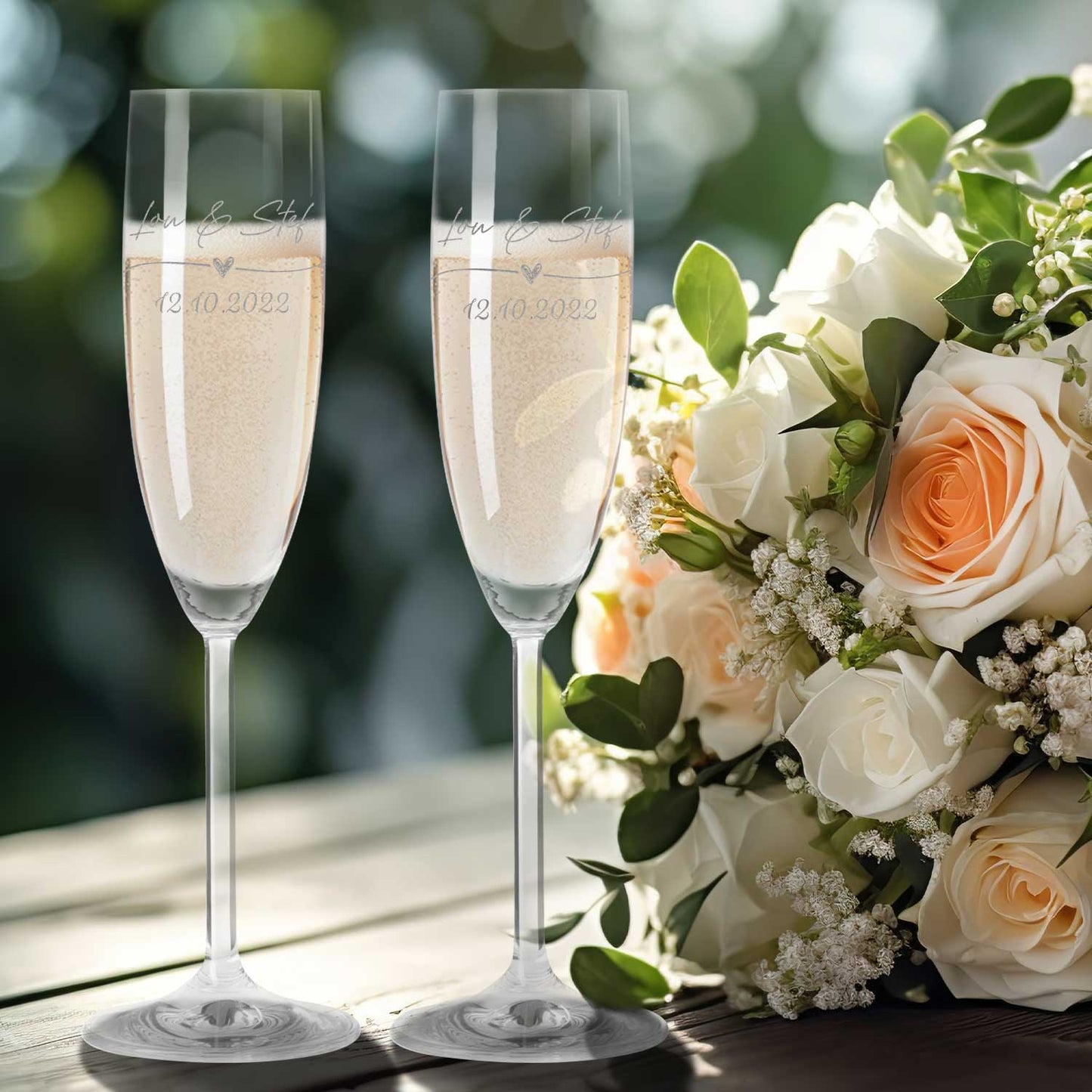 Leonardo Gläser mit Gravur - Hochzeitsauto & Wedding Love als Set
