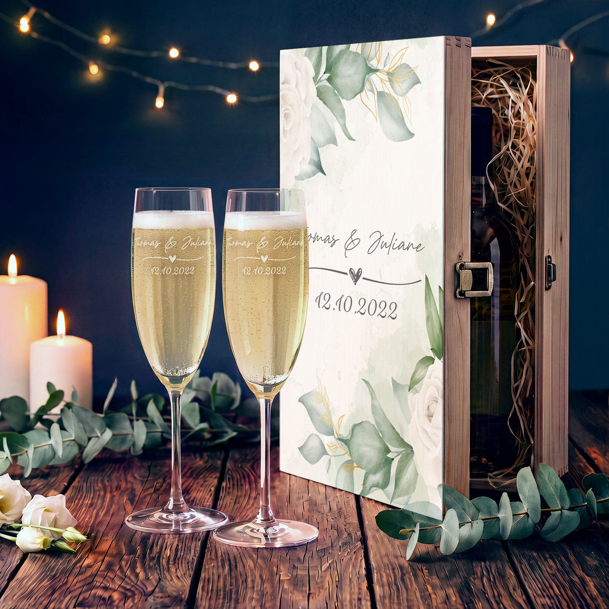 Leonardo Gläser mit Gravur im "Wedding Love" Design als Set