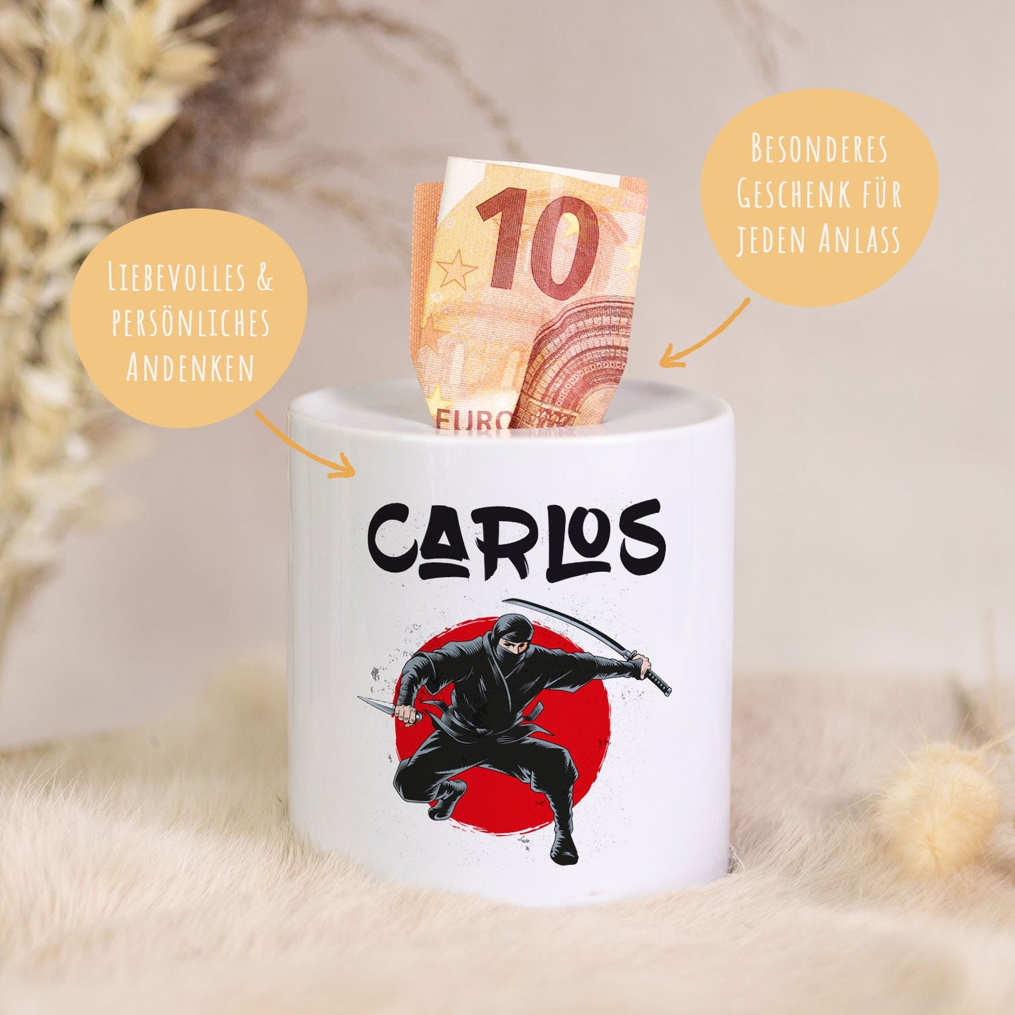 Spardose aus Keramik - Ninja