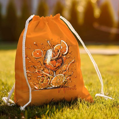 Farbiger Turnbeutel mit DTF-Druck - Let the good Times Aperol