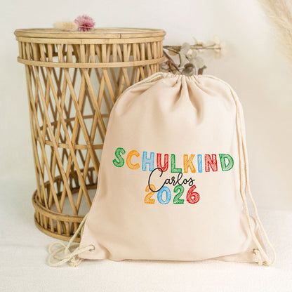 Turnbeutel für Kinder - Schulkind Kreide - zur Einschulung