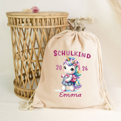 Turnbeutel für Kinder - Schulkind Tiere - zur Einschulung