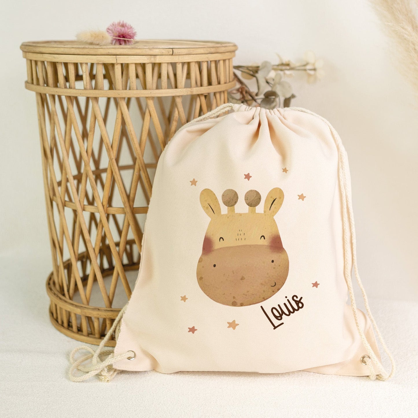 Turnbeutel mit Kindermotiv  - Tierköpfe - für Kinder