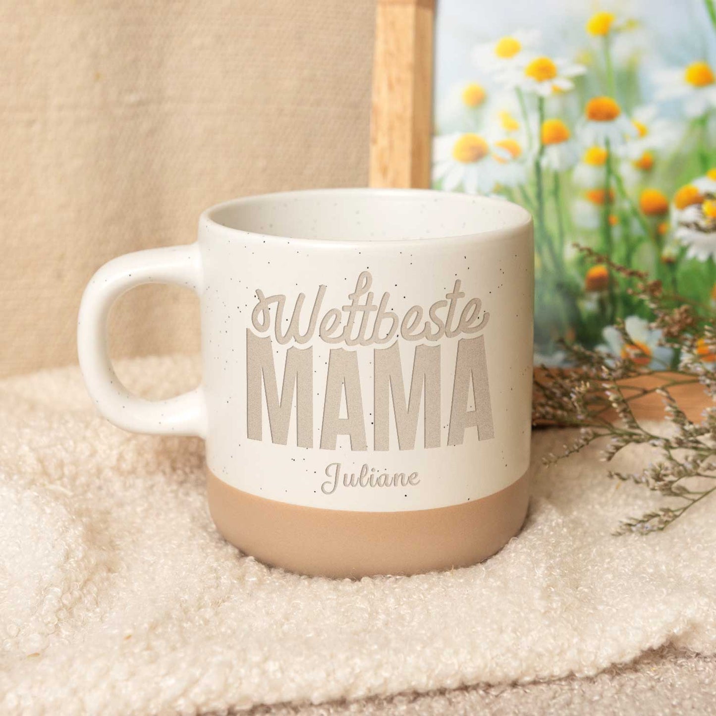 Gravierte Steingut Tasse - Weltbeste Mama