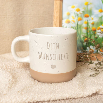 Gravierte Steingut Tasse - Wunschtext