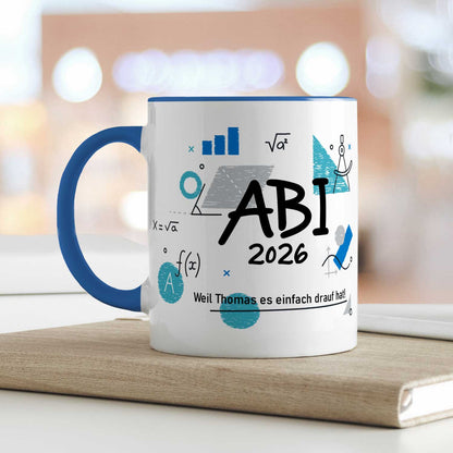 Bedruckte Tasse mit Spruch - Abi - Personalisiert mit Namen