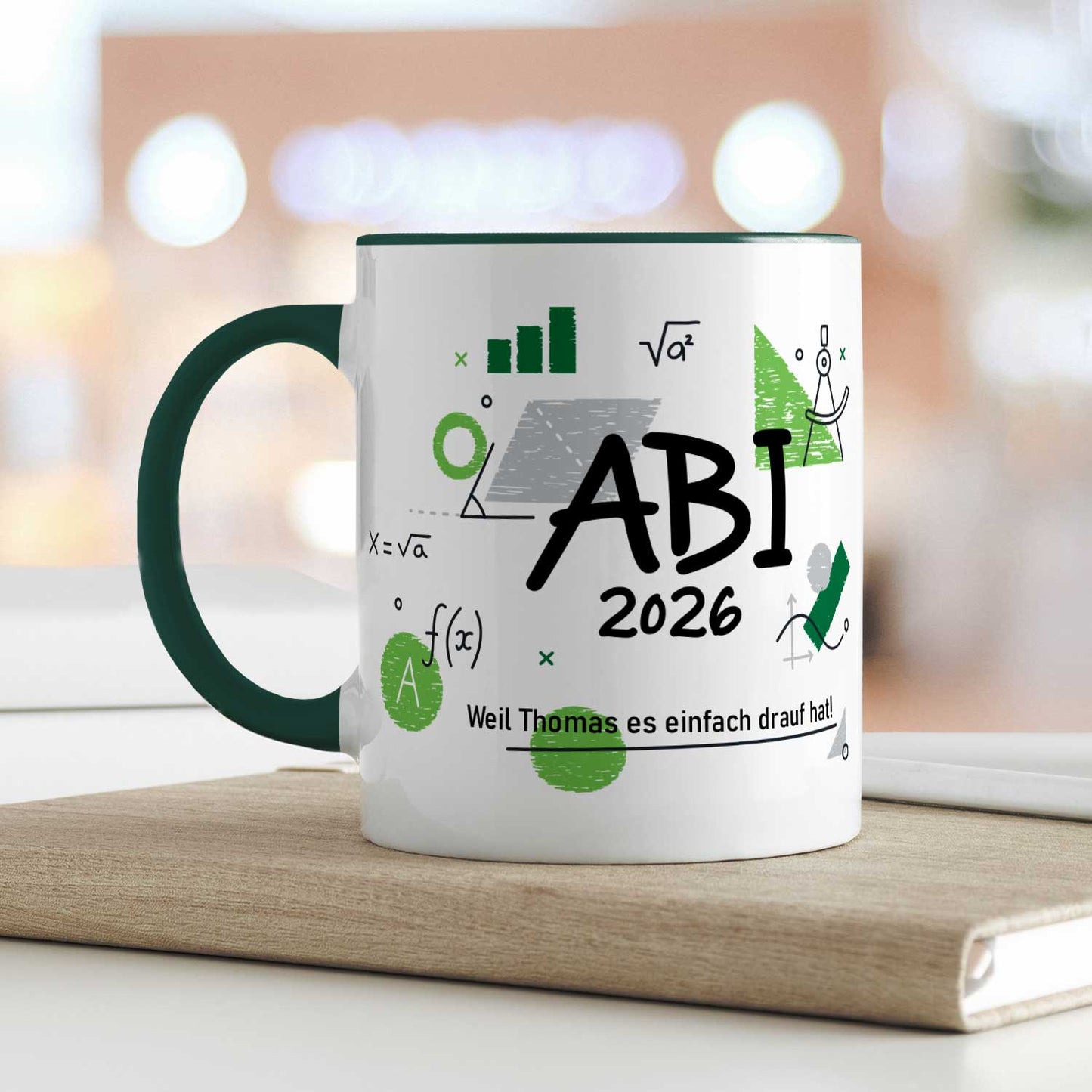 Bedruckte Tasse mit Spruch - Abi - Personalisiert mit Namen