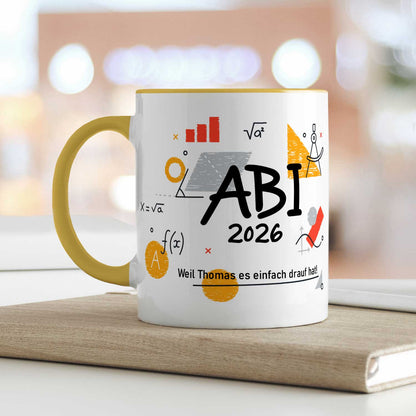 Bedruckte Tasse mit Spruch - Abi - Personalisiert mit Namen