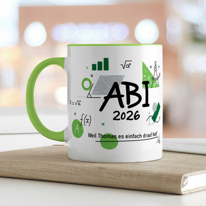 Bedruckte Tasse mit Spruch - Abi - Personalisiert mit Namen
