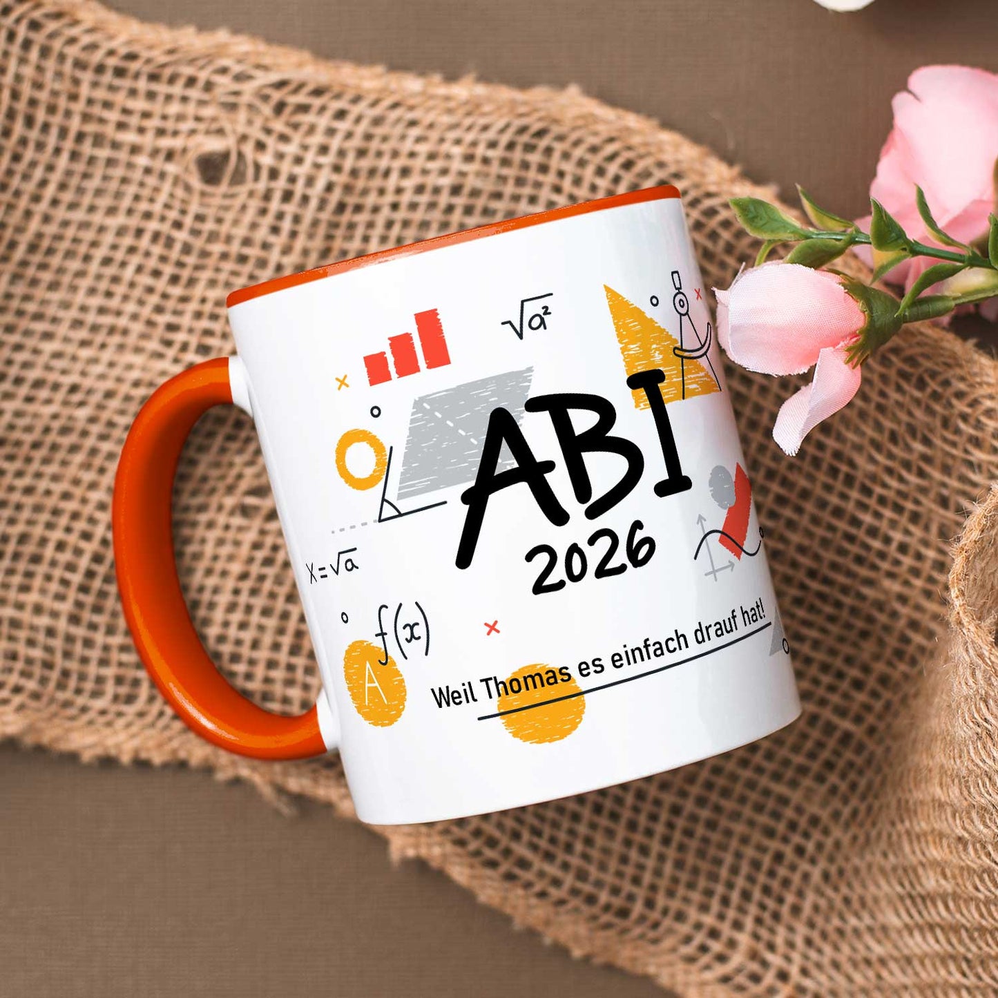 Bedruckte Tasse mit Spruch - Abi - Personalisiert mit Namen
