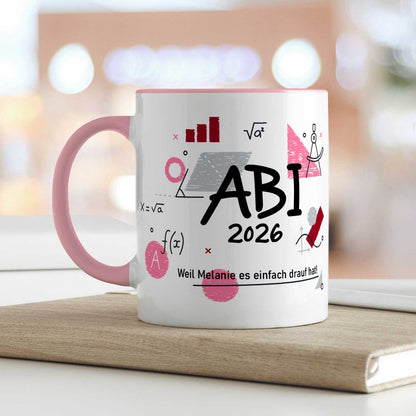 Bedruckte Tasse mit Spruch - Abi - Personalisiert mit Namen