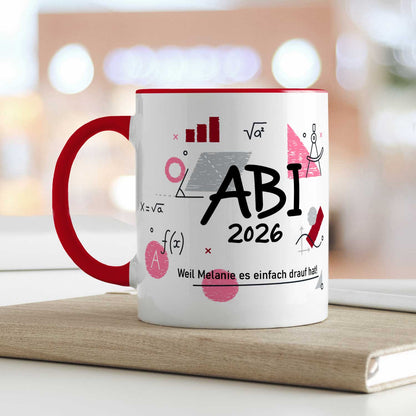 Bedruckte Tasse mit Spruch - Abi - Personalisiert mit Namen