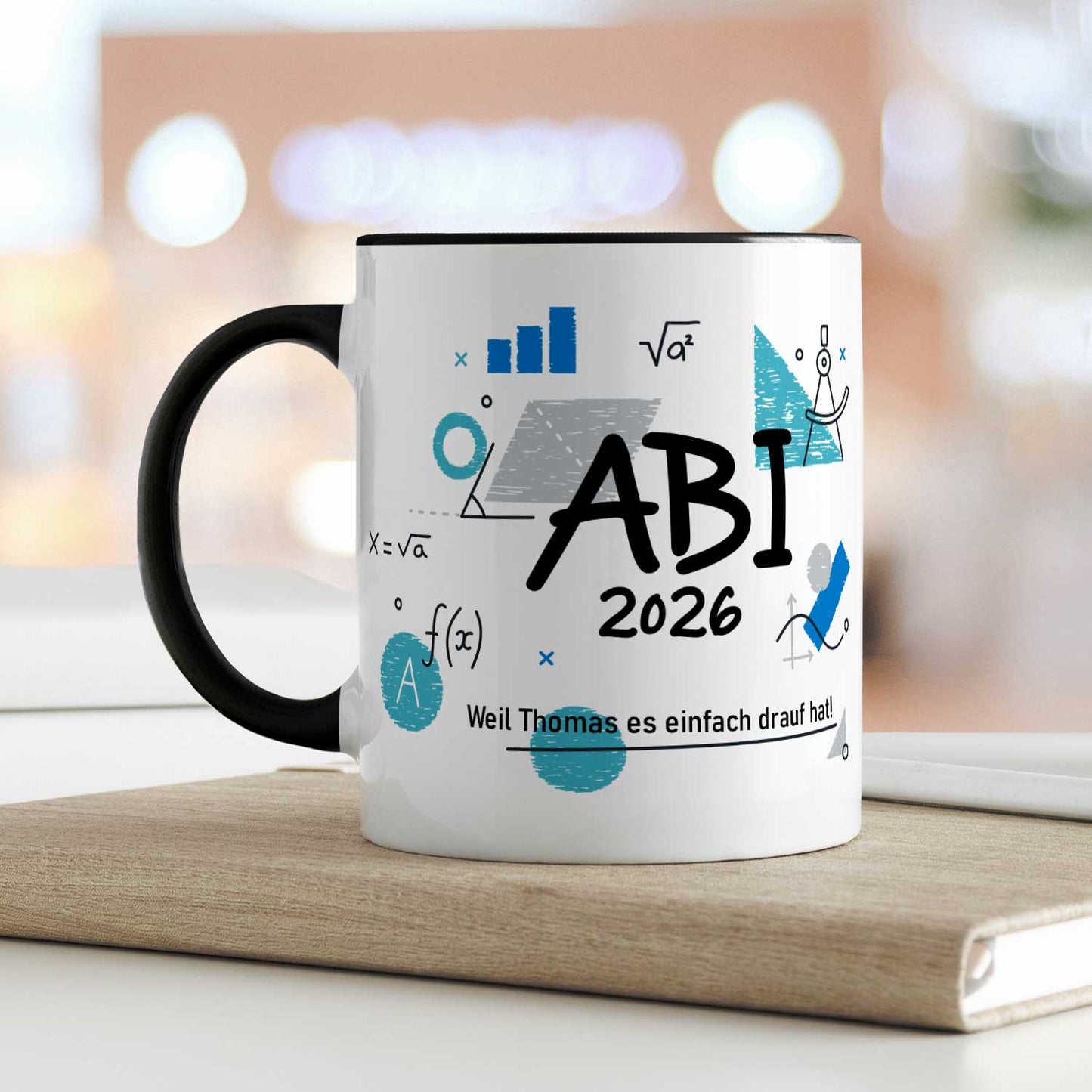 Bedruckte Tasse mit Spruch - Abi - Personalisiert mit Namen