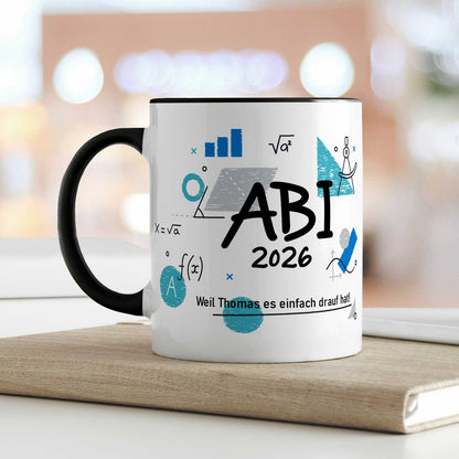 Bedruckte Tasse mit Spruch - Abi - Personalisiert mit Namen