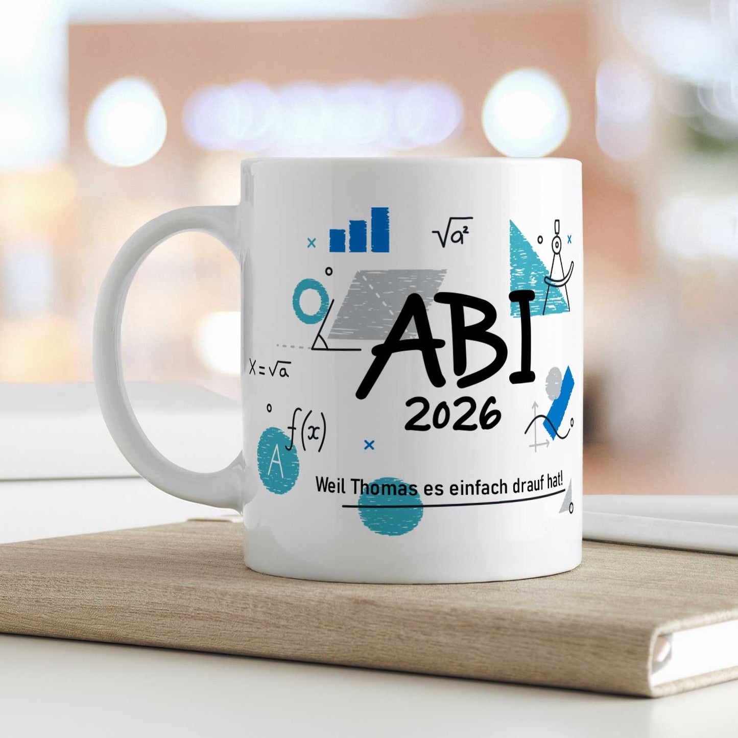 Bedruckte Tasse mit Spruch - Abi - Personalisiert mit Namen