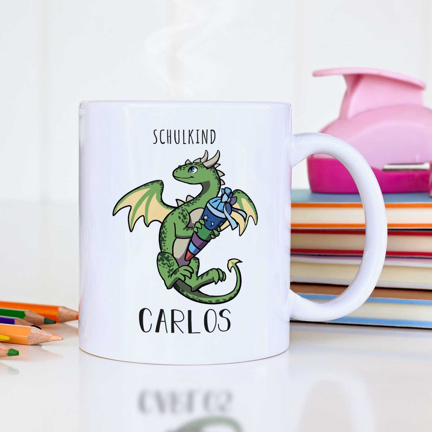Bedruckte Tasse mit Motiv - Einschulung Drache
