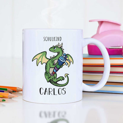 Bedruckte Tasse mit Motiv - Einschulung Drache