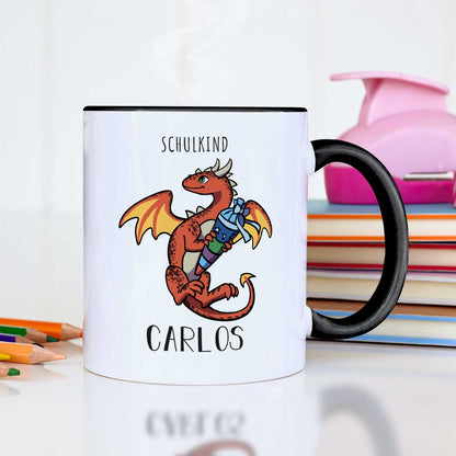 Bedruckte Tasse mit Motiv - Einschulung Drache