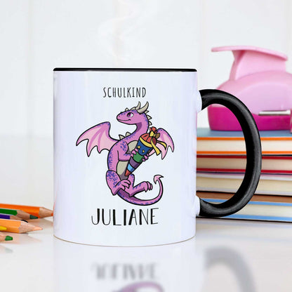 Bedruckte Tasse mit Motiv - Einschulung Drache