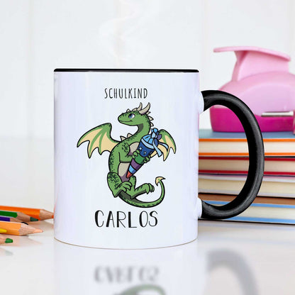 Bedruckte Tasse mit Motiv - Einschulung Drache