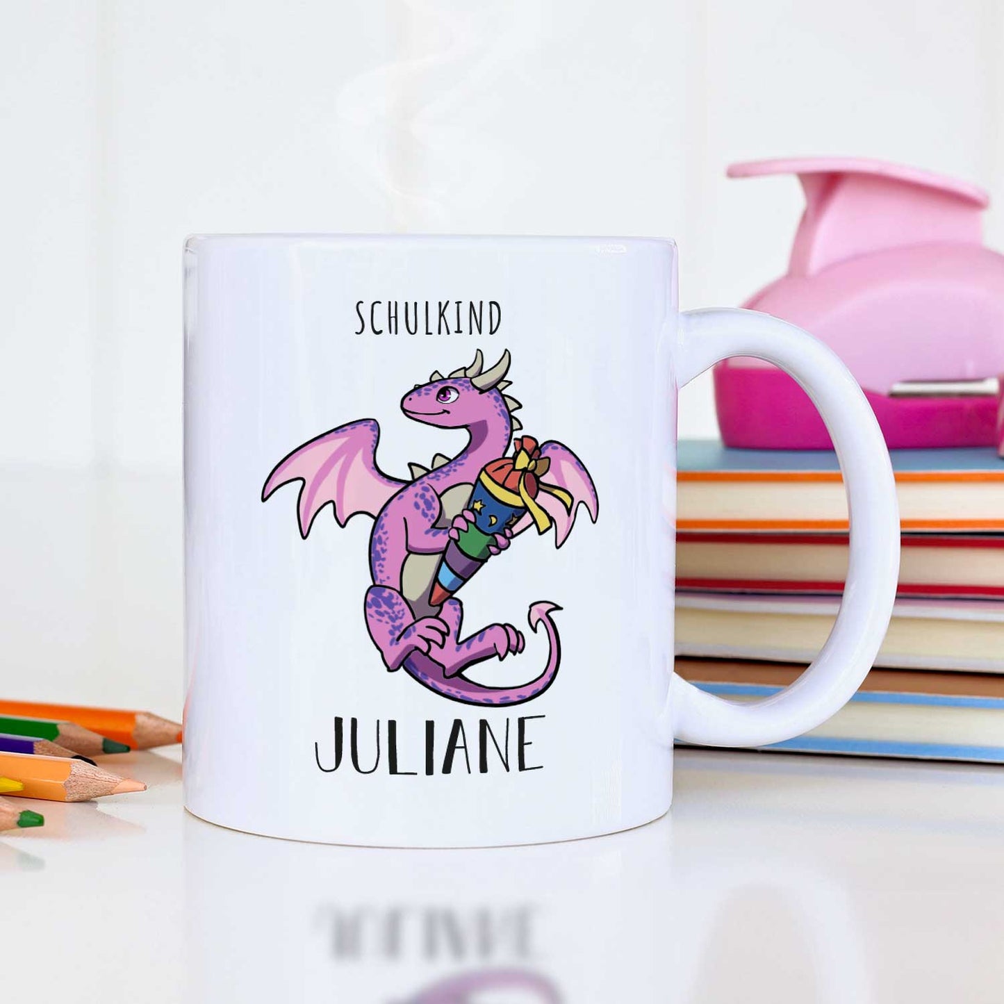 Bedruckte Tasse mit Motiv - Einschulung Drache