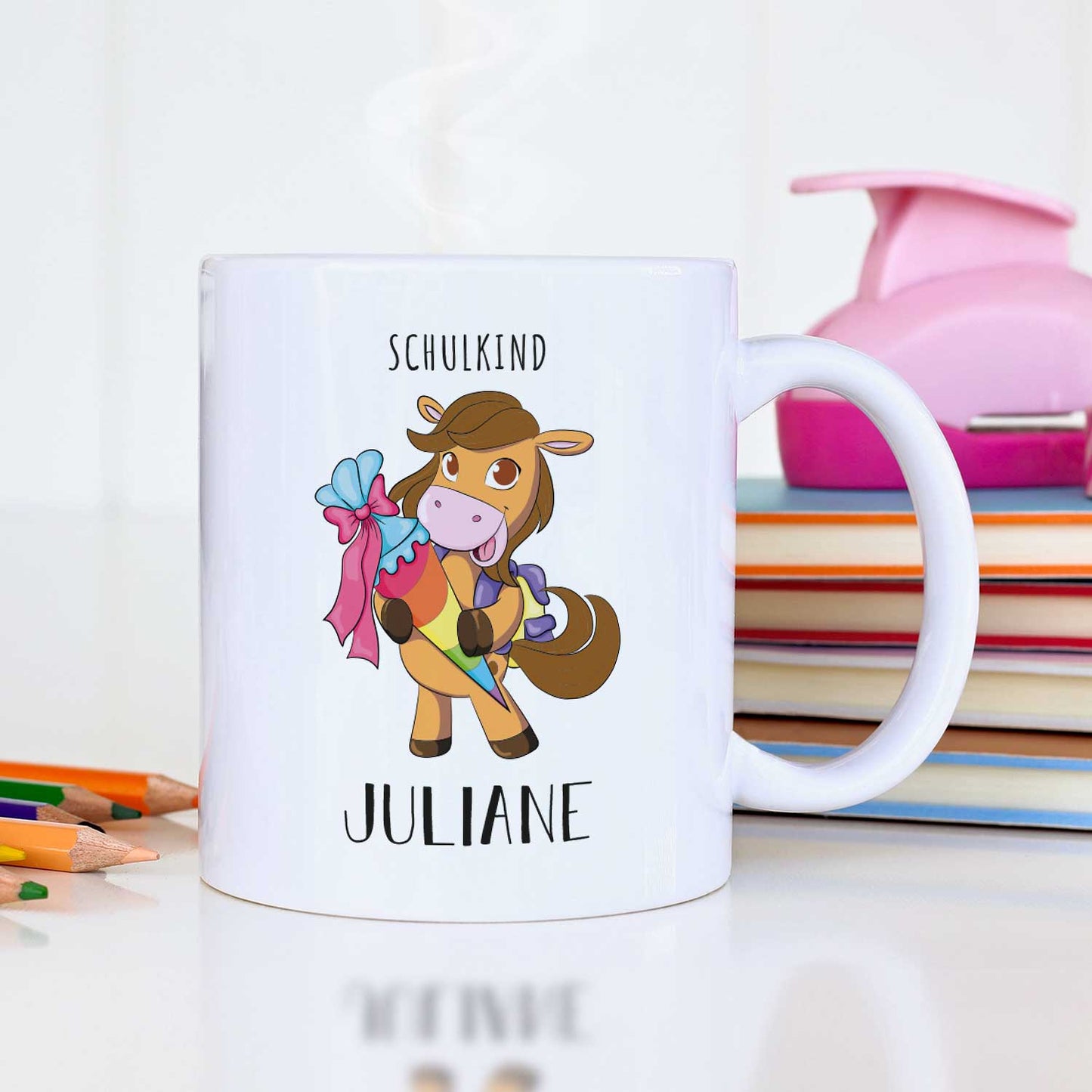 Bedruckte Tasse mit Motiv - Einschulung Pferd