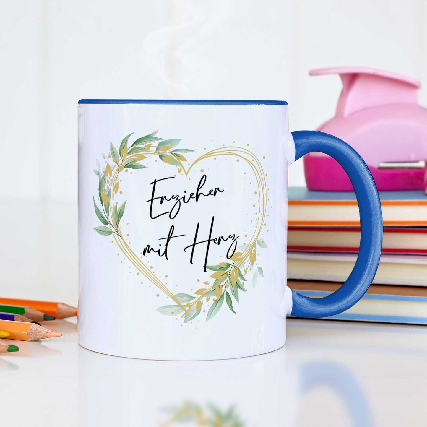 Bedruckte Tasse mit Spruch - Erzieher mit Herz