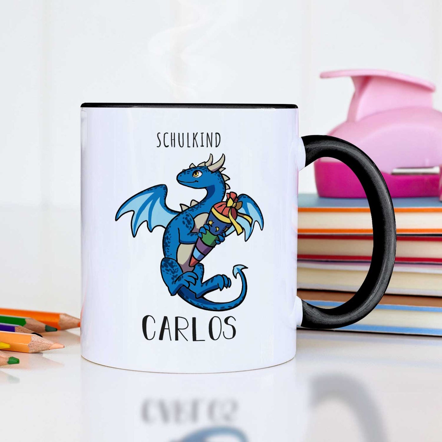 Bedruckte Tasse mit Motiv - Einschulung Drache