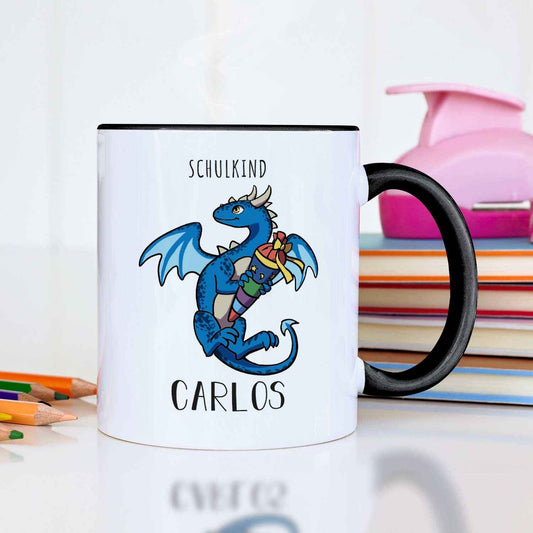 Bedruckte Tasse mit Motiv - Einschulung Drache