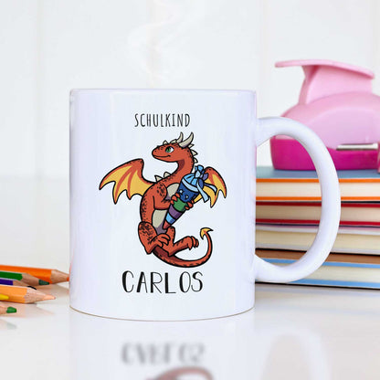 Bedruckte Tasse mit Motiv - Einschulung Drache