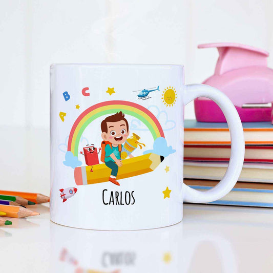 Bedruckte Tasse mit Motiv Einschulung