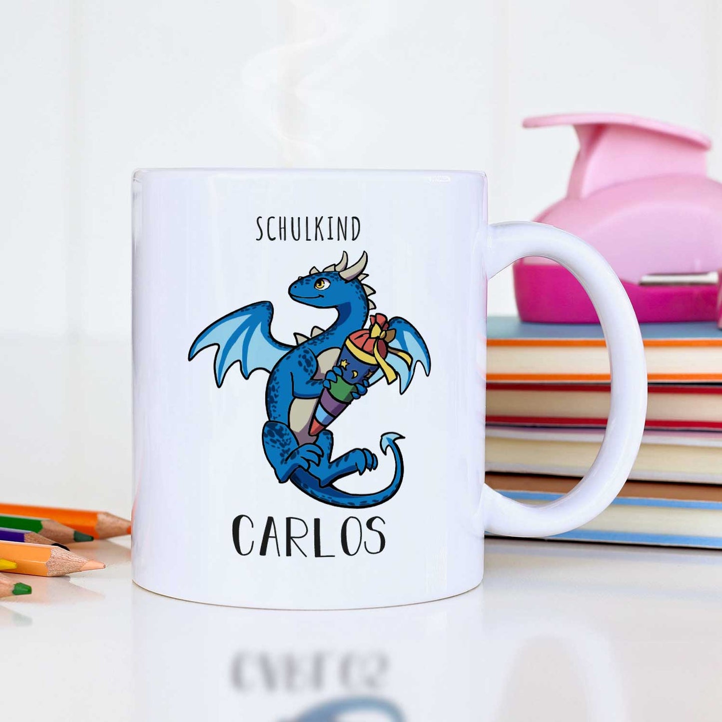 Bedruckte Tasse mit Motiv - Einschulung Drache